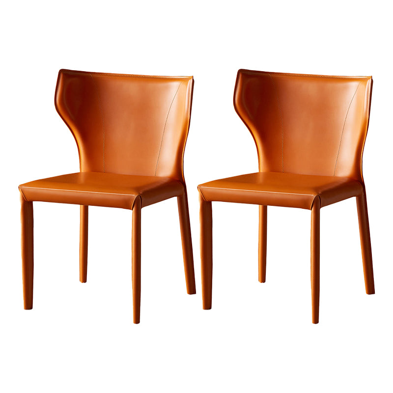 Contemporary Leather Dining Armless Chair Wingback Side Chair for Home Use