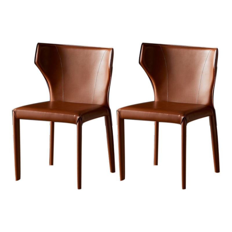 Contemporary Leather Dining Armless Chair Wingback Side Chair for Home Use