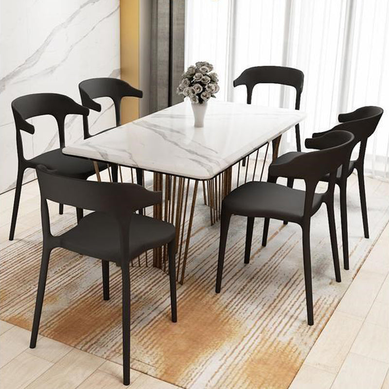 Contemporary Chair Dining Armless Chair for Kitchen with Plastic Legs