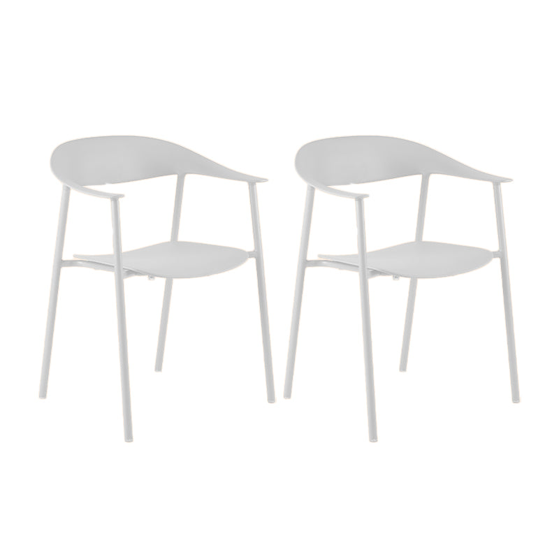 Scandinavian Style Plastic Arm Chair Open Back Dining Side Chair