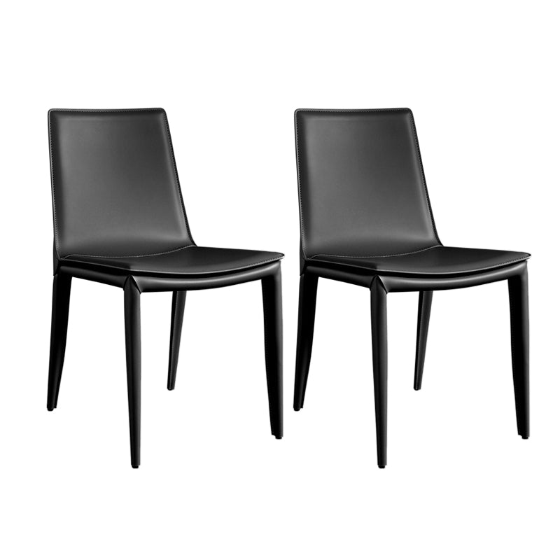 Contemporary Leather Dining Chair Metal Dining Armless Chair