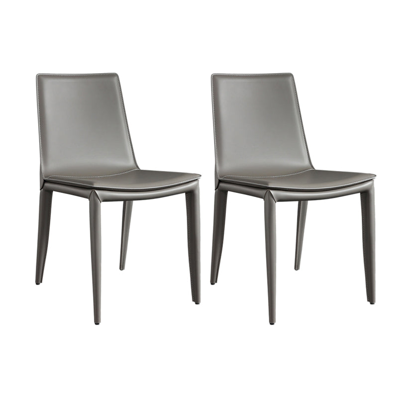 Contemporary Leather Dining Chair Metal Dining Armless Chair