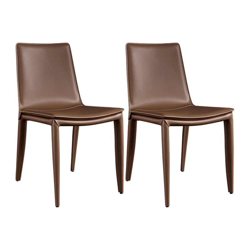 Contemporary Leather Dining Chair Metal Dining Armless Chair