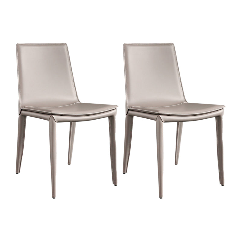 Contemporary Leather Dining Chair Metal Dining Armless Chair