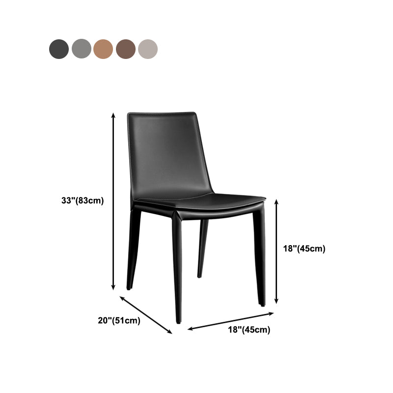 Contemporary Leather Dining Chair Metal Dining Armless Chair