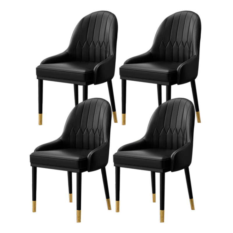 Glam Faux Leather Dining Chairs Metal Armless Dining Chair for Home Use