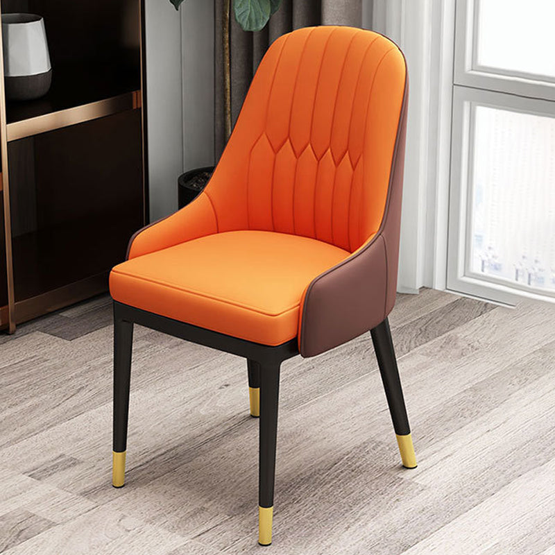 Glam Faux Leather Dining Chairs Metal Armless Dining Chair for Home Use