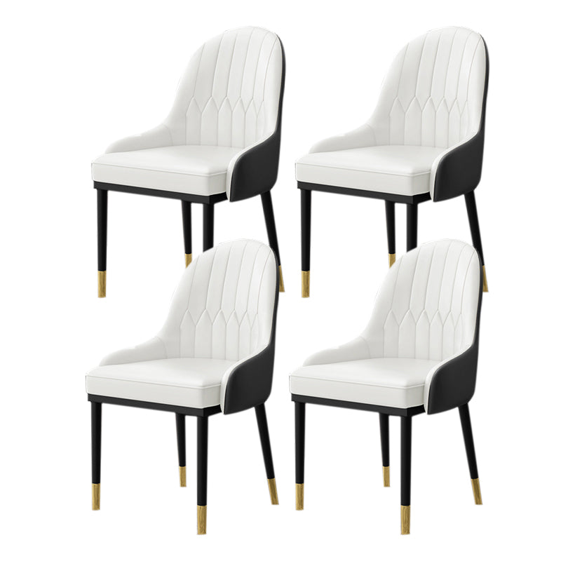 Glam Faux Leather Dining Chairs Metal Armless Dining Chair for Home Use