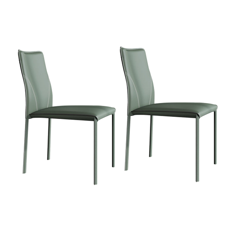 Minimalist Style Armless Solid Back Dining Side Chairs Leather Dining Side Chair