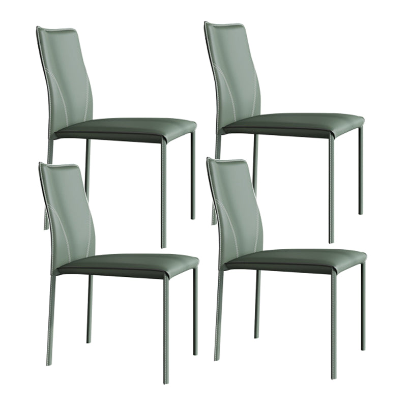 Minimalist Style Armless Solid Back Dining Side Chairs Leather Dining Side Chair