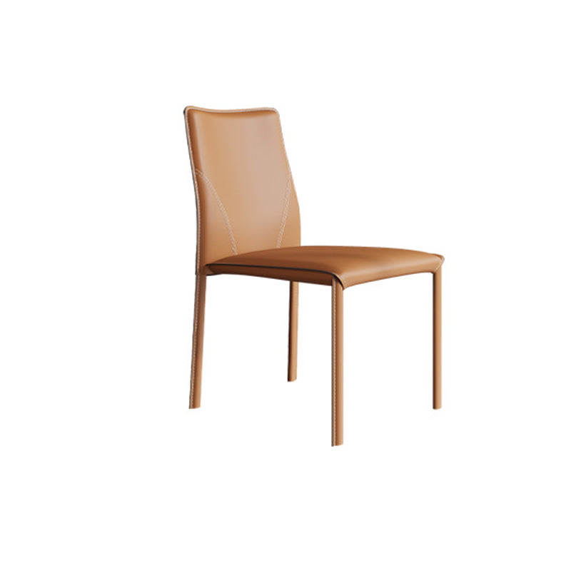 Minimalist Style Armless Solid Back Dining Side Chairs Leather Dining Side Chair