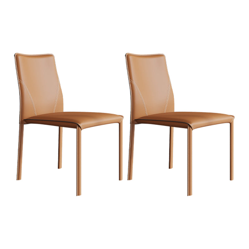 Minimalist Style Armless Solid Back Dining Side Chairs Leather Dining Side Chair