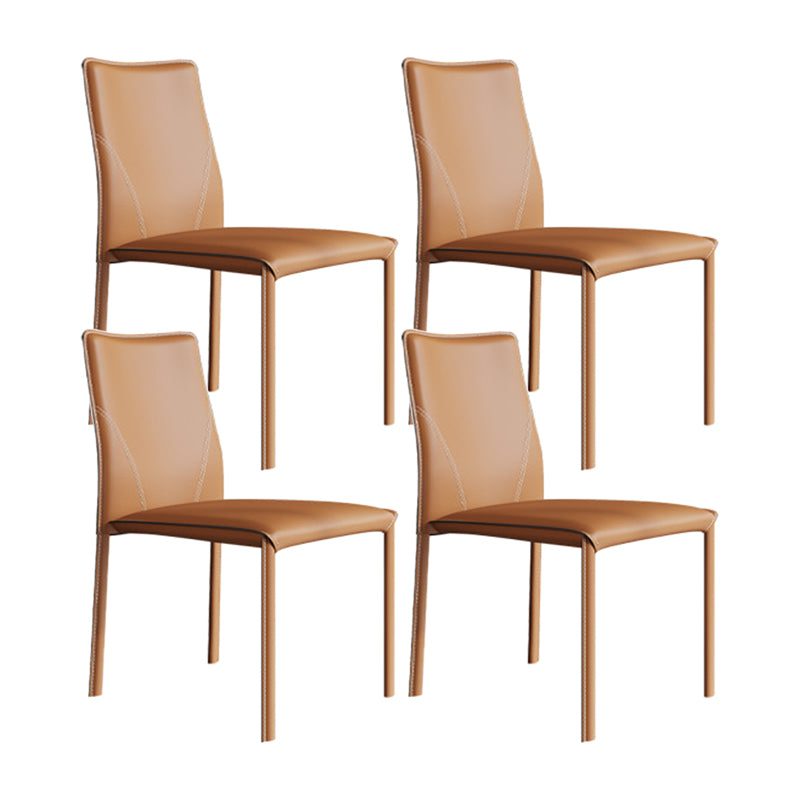 Minimalist Style Armless Solid Back Dining Side Chairs Leather Dining Side Chair