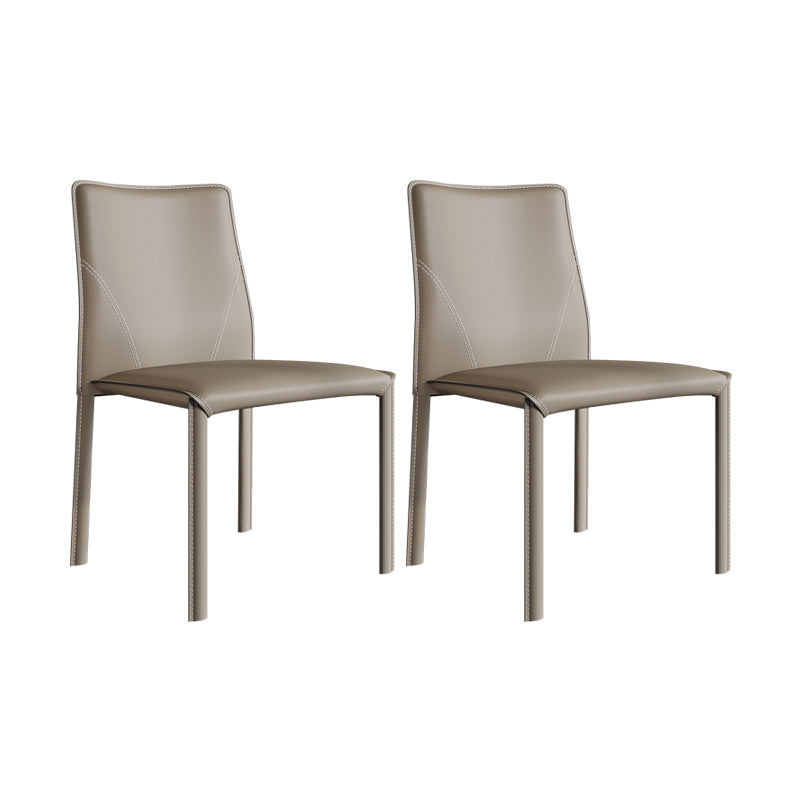 Minimalist Style Armless Solid Back Dining Side Chairs Leather Dining Side Chair