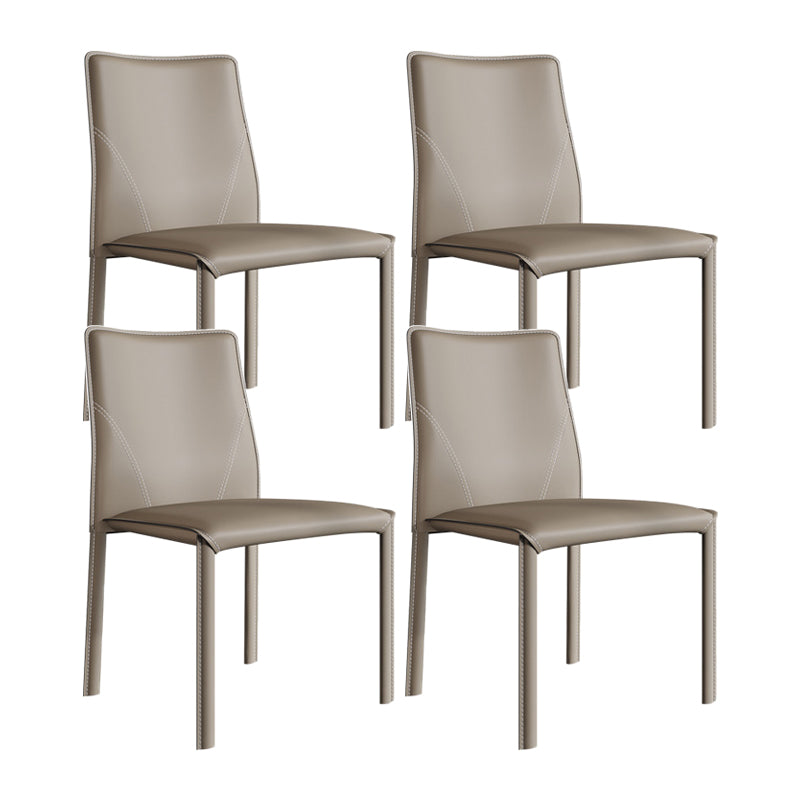 Minimalist Style Armless Solid Back Dining Side Chairs Leather Dining Side Chair