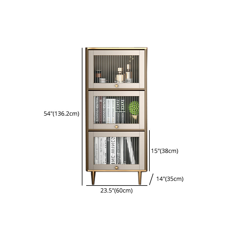 Glam Standard Bookcase Metal Frame Manufactured Wood Bookshelf with Glass Doors