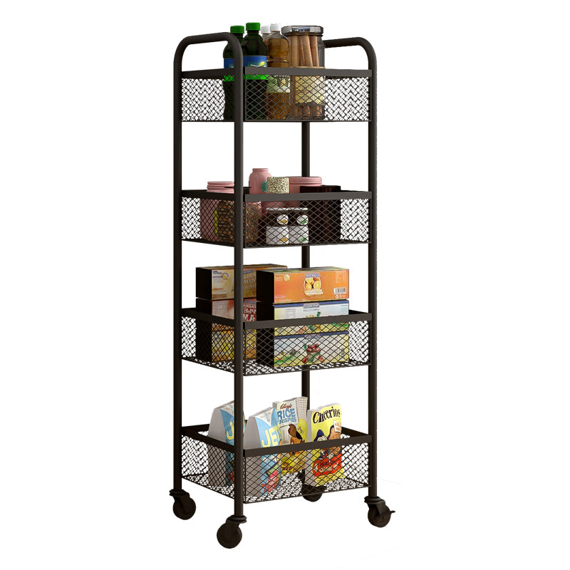 Glam Style Standard Bookcase Metal Closed Back Bookshelf with Wheels