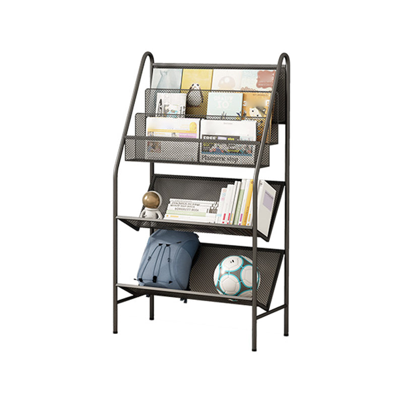 Contemporary Metal Ladder Bookshelf Closed Back Vertical Iron Bookcase