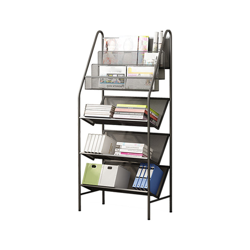 Contemporary Metal Ladder Bookshelf Closed Back Vertical Iron Bookcase