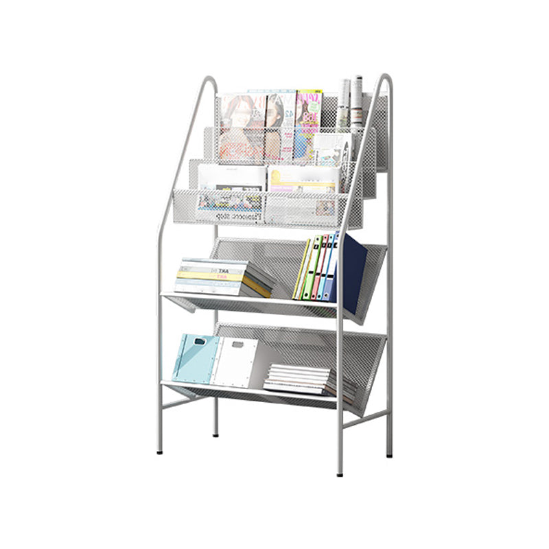 Contemporary Metal Ladder Bookshelf Closed Back Vertical Iron Bookcase