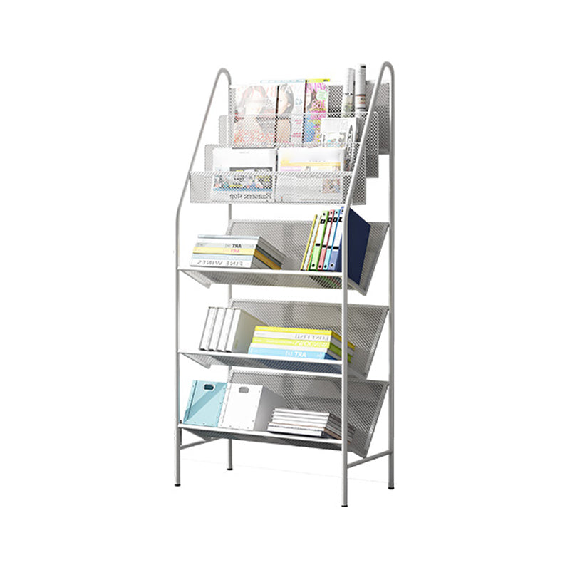 Contemporary Metal Ladder Bookshelf Closed Back Vertical Iron Bookcase