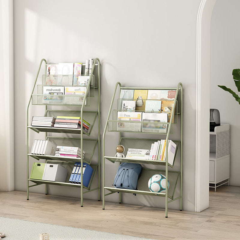 Contemporary Metal Ladder Bookshelf Closed Back Vertical Iron Bookcase