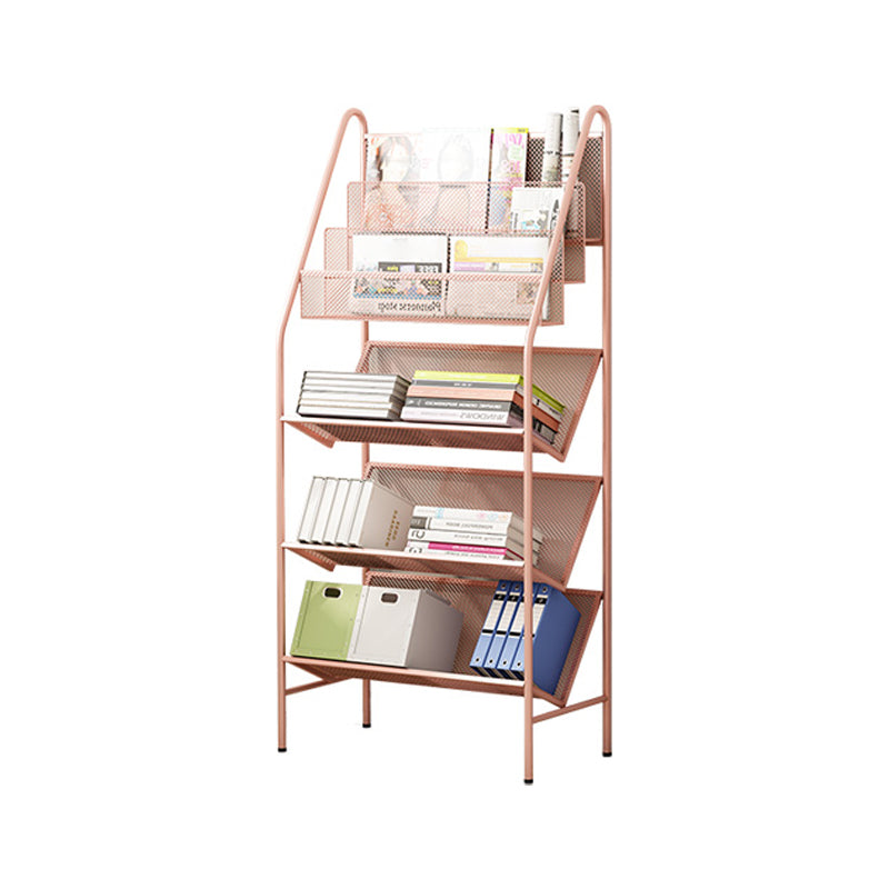 Contemporary Metal Ladder Bookshelf Closed Back Vertical Iron Bookcase