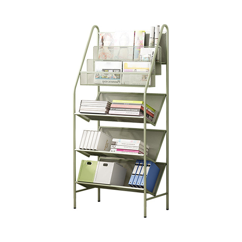 Contemporary Metal Ladder Bookshelf Closed Back Vertical Iron Bookcase