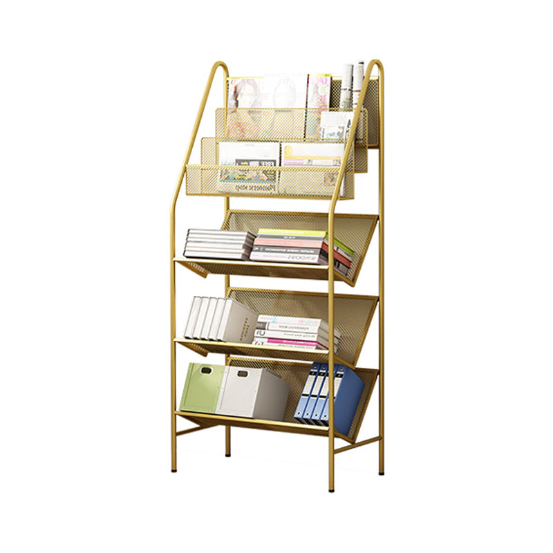 Contemporary Metal Ladder Bookshelf Closed Back Vertical Iron Bookcase