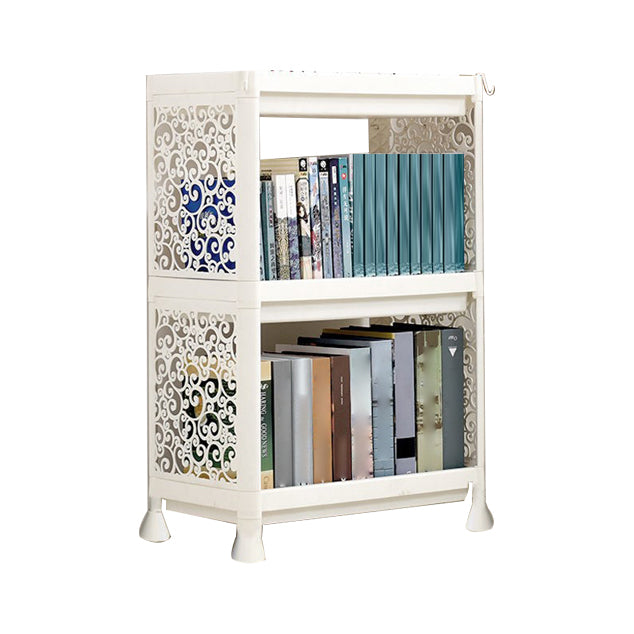 Plastic Bookcase Contemporary Style Open Back Bookshelf for Office Home Study Room