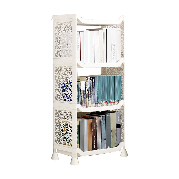 Plastic Bookcase Contemporary Style Open Back Bookshelf for Office Home Study Room