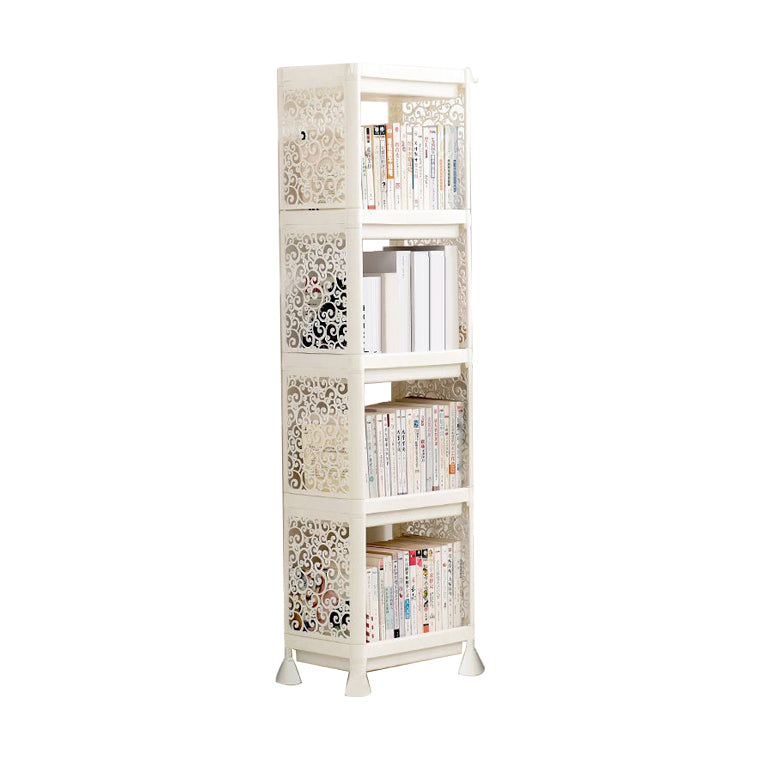 Plastic Bookcase Contemporary Style Open Back Bookshelf for Office Home Study Room