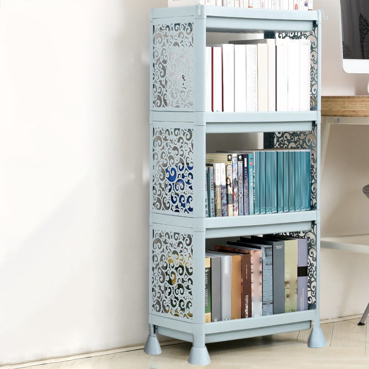 Plastic Bookcase Contemporary Style Open Back Bookshelf for Office Home Study Room