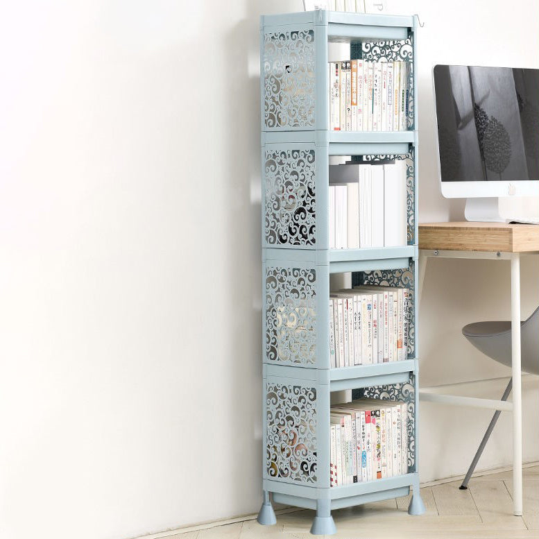 Plastic Bookcase Contemporary Style Open Back Bookshelf for Office Home Study Room