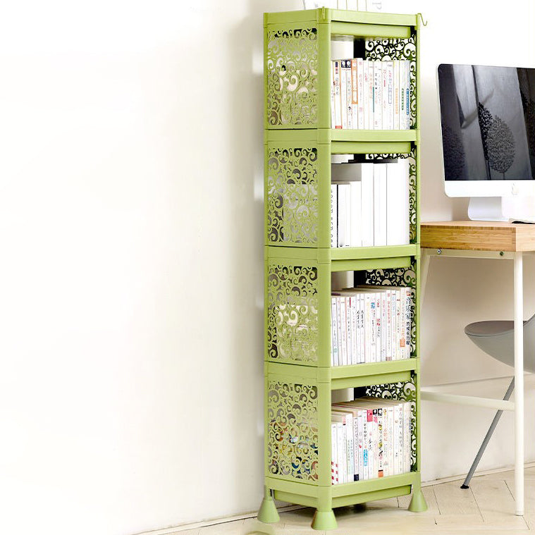 Plastic Bookcase Contemporary Style Open Back Bookshelf for Office Home Study Room