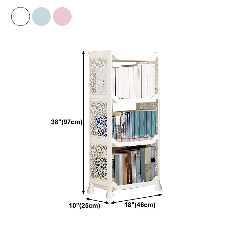 Plastic Bookcase Contemporary Style Open Back Bookshelf for Office Home Study Room