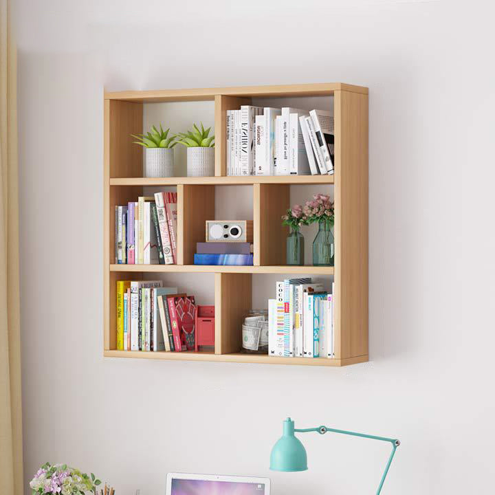 Solid Wood Bookshelf Contemporary Style Wall Mounted Bookcase for Office Home