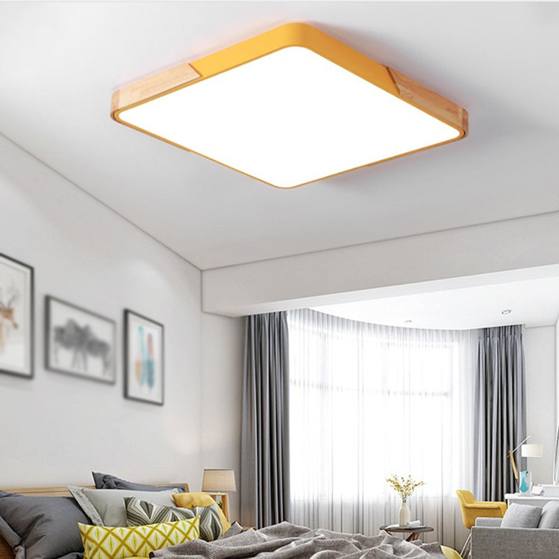 Geometry Shape LED Ceiling Lamp Macaroon Modern Simple Style Iron 1 Light Flush Mount for Bedroom