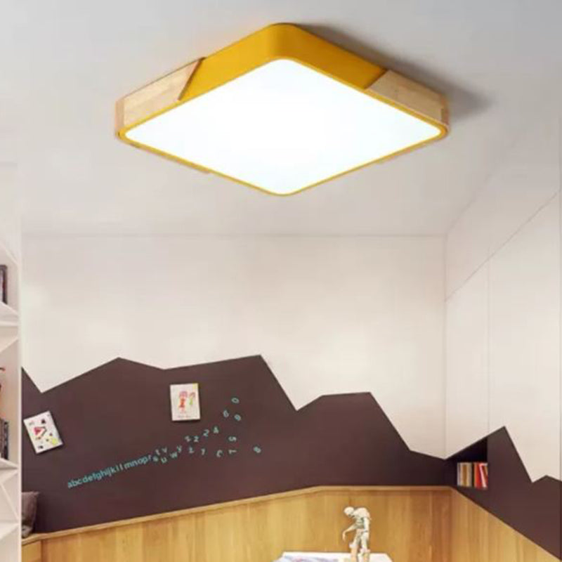 Geometry Shape LED Ceiling Lamp Macaroon Modern Simple Style Iron 1 Light Flush Mount for Bedroom