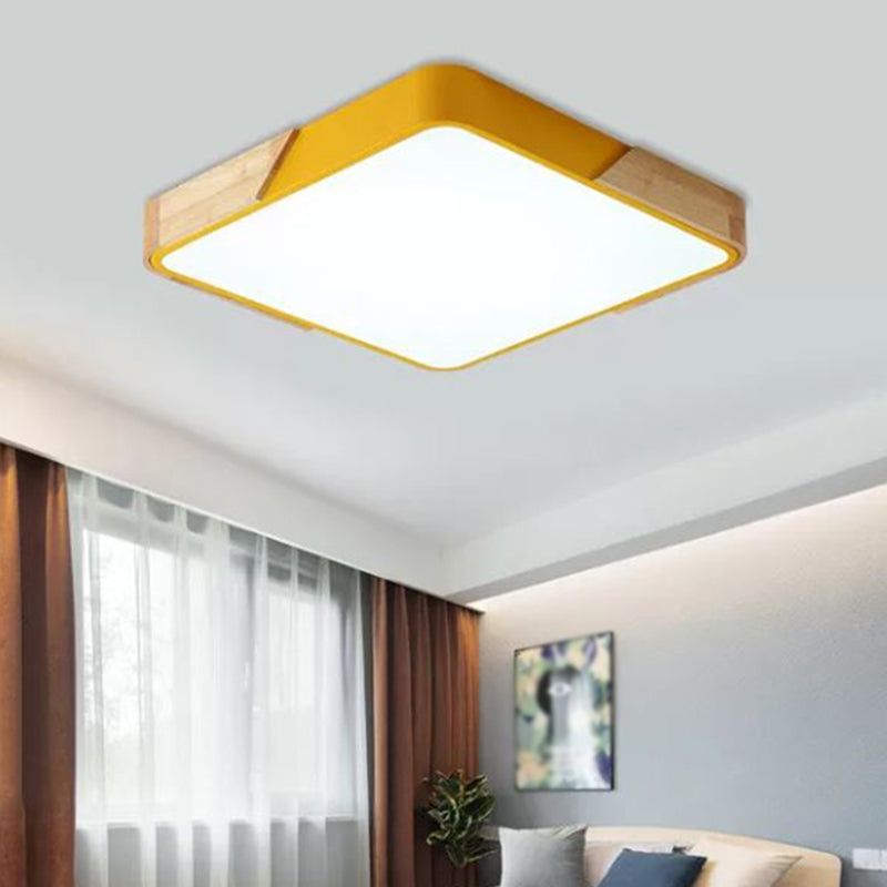 Geometry Shape LED Ceiling Lamp Macaroon Modern Simple Style Iron 1 Light Flush Mount for Bedroom