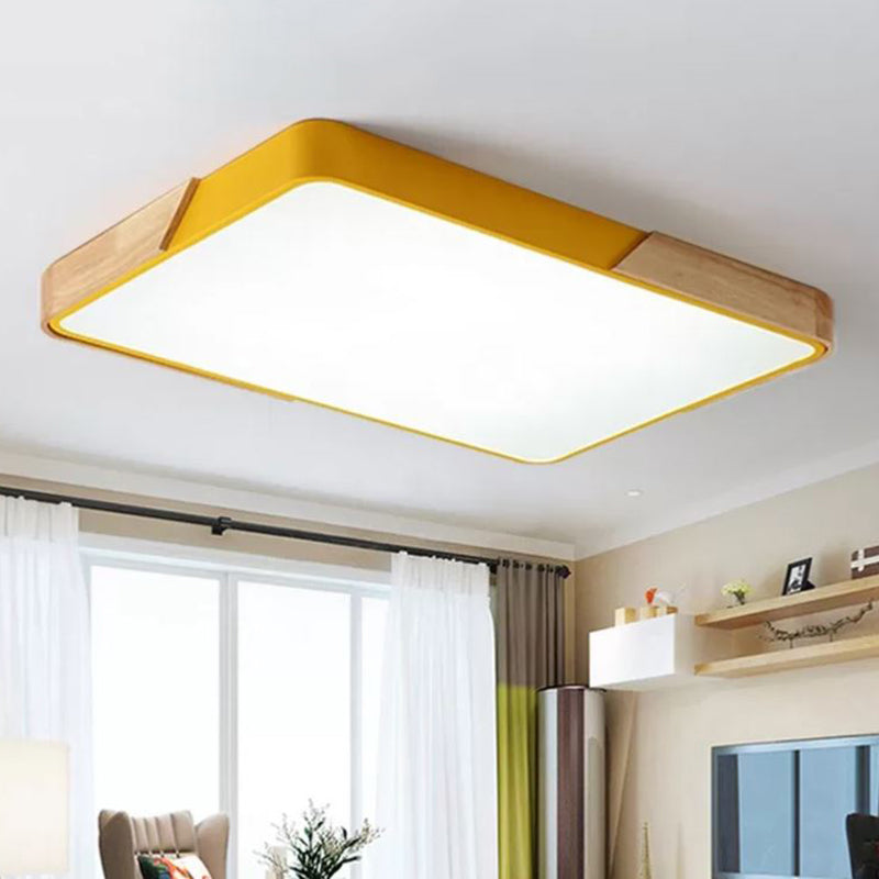 Geometry Shape LED Ceiling Lamp Macaroon Modern Simple Style Iron 1 Light Flush Mount for Bedroom