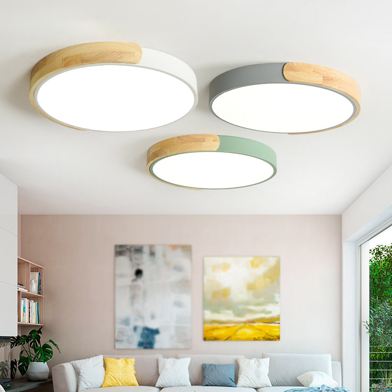 Round Shape LED Ceiling Lamp Macaroon Modern Simple Style Iron 1 Light Flush Mount for  Corridor