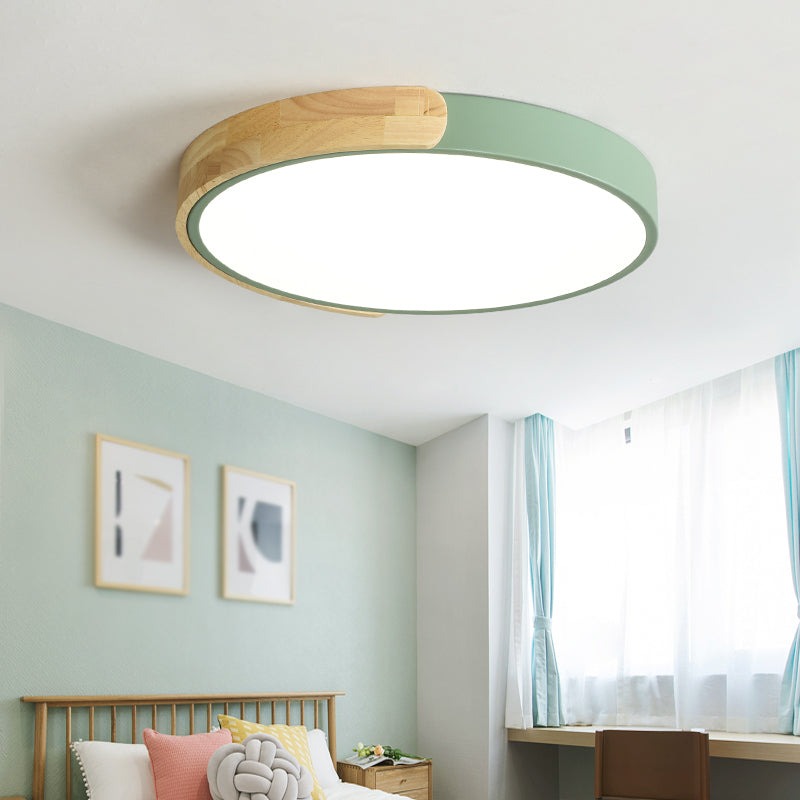 Round Shape LED Ceiling Lamp Macaroon Modern Simple Style Iron 1 Light Flush Mount for  Corridor