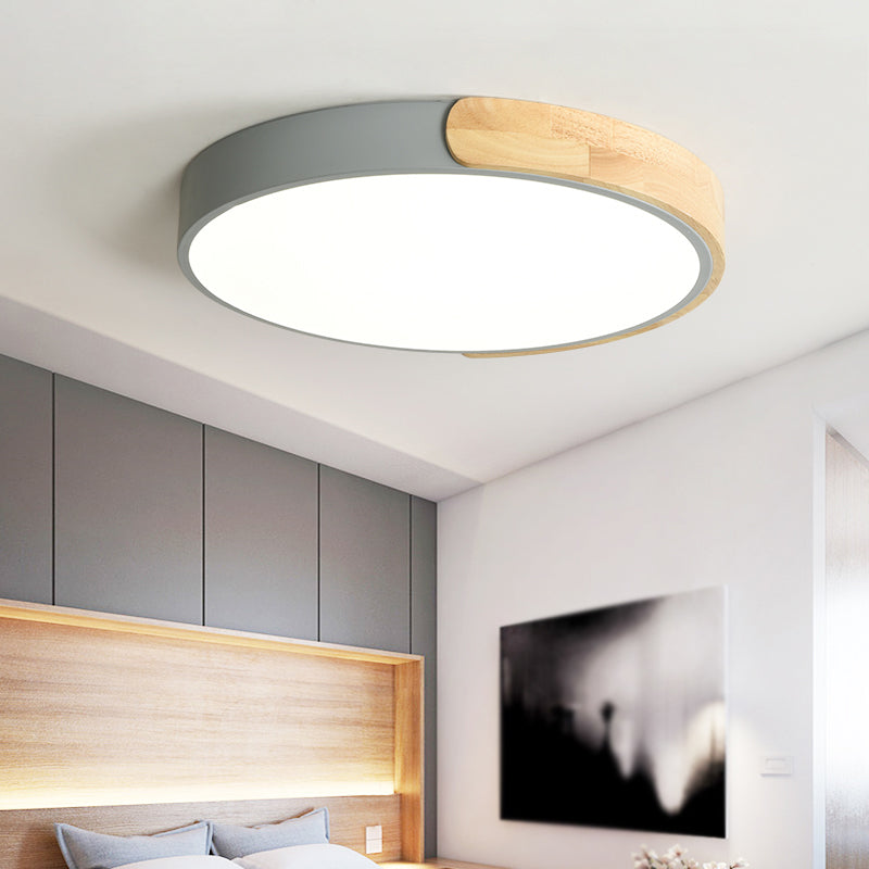 Round Shape LED Ceiling Lamp Macaroon Modern Simple Style Iron 1 Light Flush Mount for  Corridor