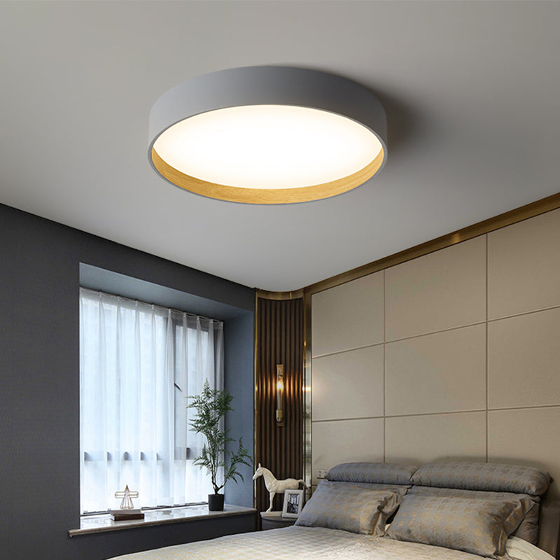 Round Shape LED Ceiling Lamp Modern Simple Style Iron 1 Light Flush Mount for Bedroom