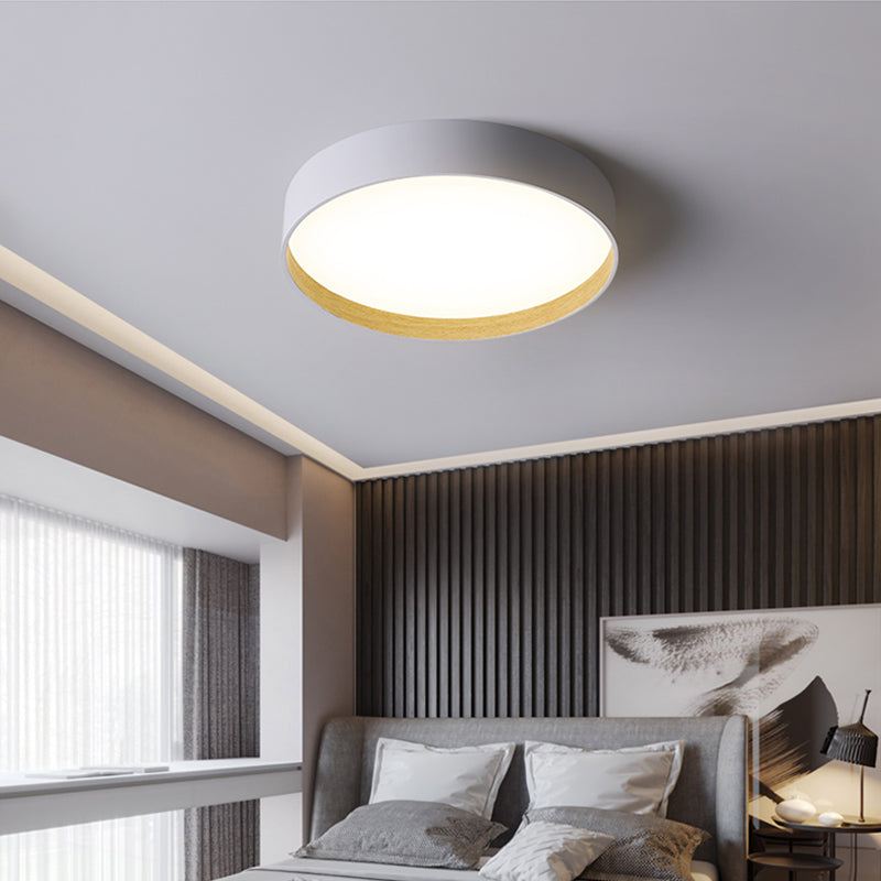 Round Shape LED Ceiling Lamp Modern Simple Style Iron 1 Light Flush Mount for Bedroom