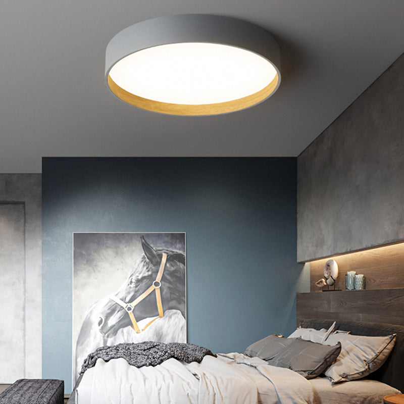 Round Shape LED Ceiling Lamp Modern Simple Style Iron 1 Light Flush Mount for Bedroom