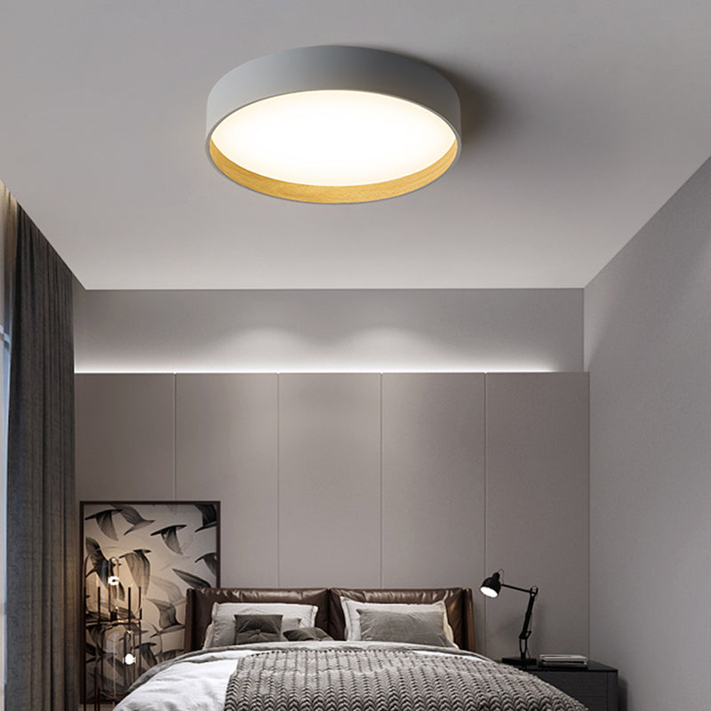 Round Shape LED Ceiling Lamp Modern Simple Style Iron 1 Light Flush Mount for Bedroom