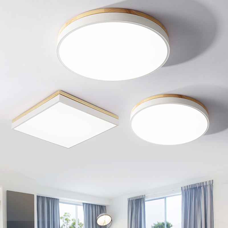 Geometry Shape LED Ceiling Lamp Modern Simple Style Wood 1 Light Flush Mount for Aisle