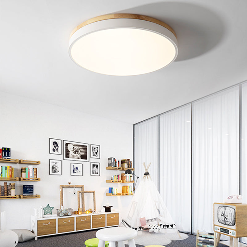 Geometry Shape LED Ceiling Lamp Modern Simple Style Wood 1 Light Flush Mount for Aisle